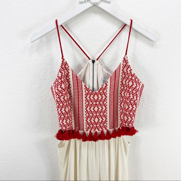 SAYLOR Flynn Dress Red Cut Out Maxi Tassel Revolve Small S - Picture 3 of 6
